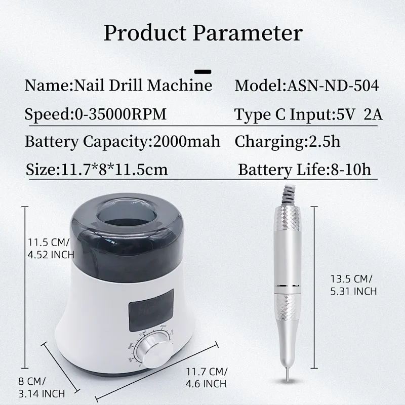 Portable Rechargeable 0-35000RPM Nail Drill  Manicure Machine
